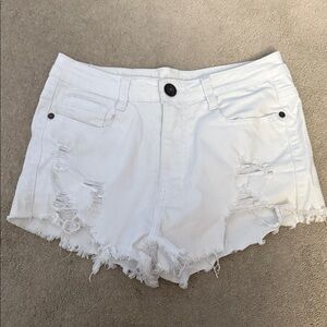 White Distressed Women Shorts